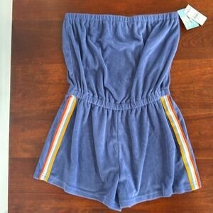 ROXY terry cloth romper in blue with stripe accent. New with tags!